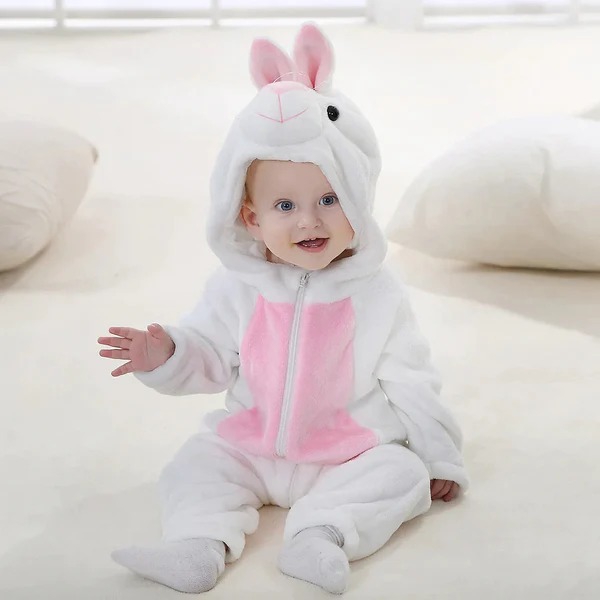 Fleece Animal Costume Rabbit White - iqibiki.com